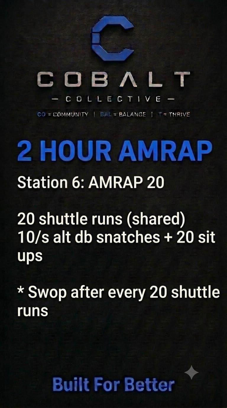 Station 6: Shuttle runs, dumbbell snatches, and sit ups
